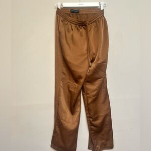 SIRAPOP Camel Satin Wide Leg Pants (M) - NWOT